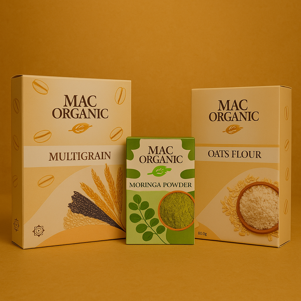 PACK OF 3 IN 1  MULTIGRAIN FLOUR OATS FLOUR AND MORINGA POWDER