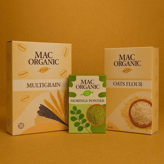 PACK OF 3 IN 1  MULTIGRAIN FLOUR OATS FLOUR AND MORINGA POWDER